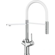 Robinet de Cuisine Mitigeur 3 voies chrome bec blanc orientable et douchette 2 jets detachable bod Vizio
