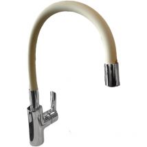 Bagnoclic - Mitigeur de cuisine avec bec flexible en caoutchouc beige/gris colombe