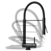 Mitigeur De Cuisine 29034m1no – Bec Rabattable Noir Mat – Douche Professionnelle En Laiton Avec 2 Jets – Pour Espaces Confinés – Nice Rubinetterie