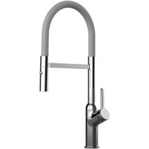 Robinet de Cuisine Mitigeur chrome bec gris orientable et douchette 2 jets detachable BOD VIZIO