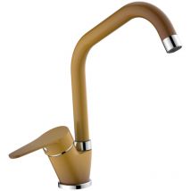 Bagnoclic - Mitigeur de cuisine en laiton beige-brun, bec ponté