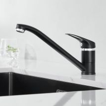 Auralum - Mitigeur de Cuisine Monocommande avec Pivotant à 360°, Robinet de Cuisine Noir en Laiton, Pour Évier contre Fenêtre