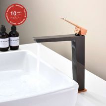 Poalgi - Mitigeur de lavabo bec haut sky bath noir cristal et or rose pvd série Infinite