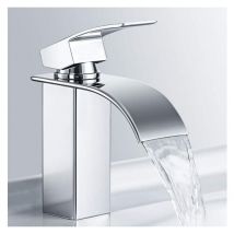 Aafgvc - Mitigeur de Lavabo Cascade Robinet Salle de Bain en Acier Inox Robinet Lavabo Chromé Design Elégant