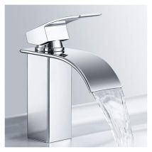Ohpa - Mitigeur de Lavabo Cascade Robinet Salle de Bain en Acier Inox Robinet Lavabo Chromé Design Elégant