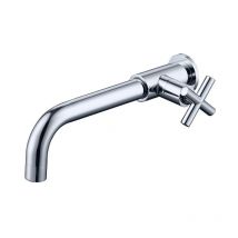 Mitigeur de lavabo en laiton robinet d'eau froide montage mural eau froide support mural 1/2 pouce baignoire raccord mural,Argenté