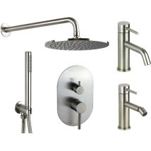 Pollini Acqua Design - Mitigeur de lavabo et kit de douche complet en acier inoxydable aisi 316 Pollini Jessy Steel KITJESSYSTEEL2