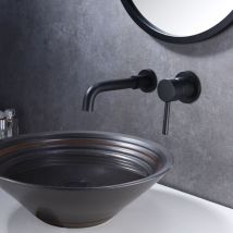 Sumerain - Mitigeur de Lavabo Mural noir mat, Robinet Salle Bain avec deux trous