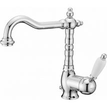 Porta&bini - Mitigeur lavabo avec bec long Porta&Bini New Old 50410 Chromé - Blanc