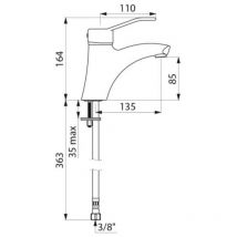 Delabie - Mitigeur de lavabo à équilibrage de pression (ep) H.85/L.135 à manette ajourée sans vidage ni tirette