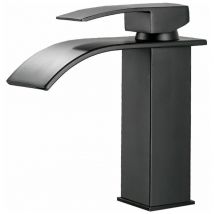Ikodm - Mitigeur de lavabo Robinet cascade noir avec bec haut mitigeur lavabo haut monotrou (haut)