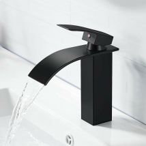 Ayyqh - Mitigeur de lavabo--Robinet de Salle de Bain Robinet Cascade Mono-trou Mitigeur sur Lavabo Robinetterie Lave-mains avec Levier Unique -noir