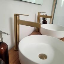 Mitigeur De Lavabo Cascade Or Brossé, Vito