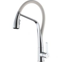 Essebagno - Mitigeur évier à douchette Angel chrome avec flexible blanc