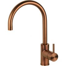 Mitigeur d'évier de cuisine en acier inoxydable couleur cuivre brossé pvd avec bec rond réglable Pollini NF0005R Cuivre brossé pvd