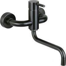 Pollini Acqua Design - Mitigeur d'évier de cuisine mural en acier inoxydable couleur bronze avec bec réglable Pollini AP2071B Gunmetal