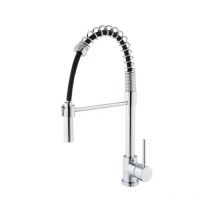 Blanc Habitat - Mezclador monomando alto de fregadero con muelle y teleducha extraíble.