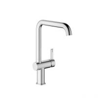Mitigeur d'évier KWC Bevo e Bec orientable Saillie 220 mm poignée latérale inox brossé