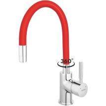 Zumba Robinet mitigeur de cuisine bec Flexible Rouge