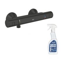 Grohe - Mitigeur douche thermostatique Precision Start noir + nettoyant GrohClean