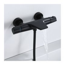 Homelody - Robinet de Baignoire Cascade Mitigeur Thermostatique de Douche pour Baignoire Robinet de Douche Laiton Design Modern Noir