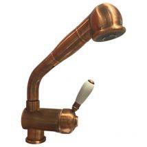 Paini France Robinetterie - Mitigeur évier avec douchette extractible couleur cuivre antique - Paini Cucina 64RA566ANT