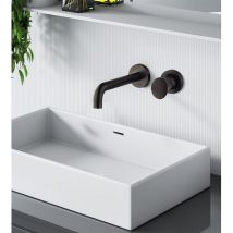 Paini France Robinetterie - Mitigeur lavabo 2 trous mural Tropic pvd Noir Mat Brossé