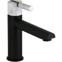 Fp Pattaroni - Mitigeur lavabo bec allongé noir mat avec poignée en pierre unic° U-MFLG-BLKMRB03 Noir mat - Noir mat