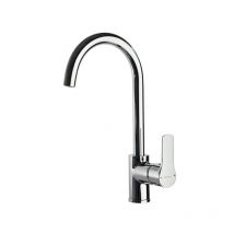 Ramon Soler - Robinet évier, Mitigeur bec haut orientable Titanium chromé