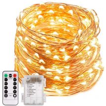 Einemgeld - Guirlande Lumineuse à Piles, ecowho 10.5M 100 led Blanc Chaud Guirlande Lumineuse à Piles avec Télécommande et Minuterie, IP65 Guirlande