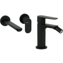 Gattoni Rubinetteria - Mitigeur lavabo et bidet mural en finition noir mat Gattoni Avio KITAVIO3NO