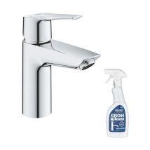 Grohe - Mitigeur lavabo Quickfix Start 2021 avec vidage Push-Open taille s chromé + nettoyant GrohClean