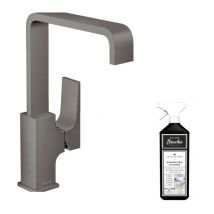 Mitigeur lavabo Hansgrohe Metropol 230 poignée manette noir chrome brossé+ nettoyant Briochin