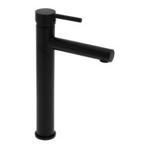 Mitigeur lavabo haut noir bec long