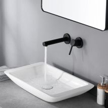 Sumerain - Mitigeur de Lavabo mural noir mat, Robinet salle bain avec deux trous à levier unique