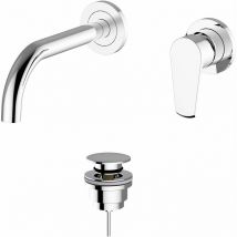 Teorema Rubinetteria - Mitigeur lavabo mural avec vidage clic-clac Teorema Velvet 8V318 Chromé
