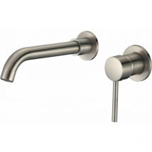 Valaz - Mitigeur lavabo mural à encastrer brampton acier brossé