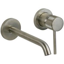 Gattoni Rubinetteria - Mitigeur lavabo mural manette luxe acier brossé Gattoni beta 2437/24NS acier inoxydable brossé