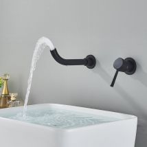 Suguword - Mitigeur Lavabo Mural Rotatif à 360°Robinet Salle de Bain pour Baignoire et Lavabo Robinetterie Lavabo Encastré Mural Design Moderne Noir