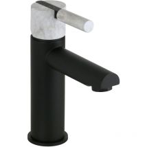 Mitigeur lavabo noir mat avec poignée en marbre noir FP Pattaroni UNIC°U-MF-BLKMRB01 Noir mat