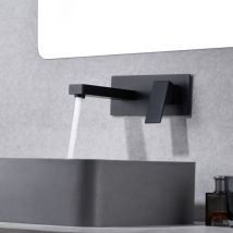 Sumerain - Mitigeur de lavabo mural noir mat, Robinet salle bain avec deux trous à poignée unique
