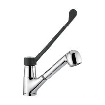 Idral - Mitigeur monotrou avec bec orientable et douchette extractible. Commande par levier clinique