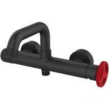 Sea-horse - Robinet Salle De Bain Mitigeur Lavabo Noir Mural Loftea Noir + Red