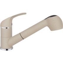 Mélangeur de cuisine – Granit – Poignée extractible – Vanille – Entraxe, Matières, Finition métal, Hauteur sous bec, Forme du bec, Mode de fixation, 