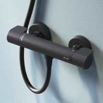 Am.pm - Mitigeur Thermostatique de Douche Noir Robinet Baignore Thermostatique 38°C Mélangeur de Baignoire Thermostatique en Laiton