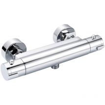 Todot - Mitigeur Thermostatique Douche Chromé Mural avec Bouton de Sécurité, Laiton Massif - DBWF01GR