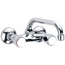 Robinet de cuisine – Mitigeur vintage à deux poignées – 5 ans de garantie – Hauteur sous bec, Finition métal, Forme du bec, Caractéristique bec, 