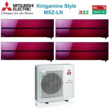 Mitsubishi Electric - quadri split inverter air conditioner series kirigamine style msz-ln 9+9+9 avec mxz-4f80vf ruby red r-32 wi-fi integrated