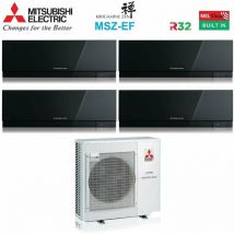 Mitsubishi Electric Quadri Split Inverter Klimagerät Serie KIRIGAMINE ZEN BLACK MSZ-EF 7+7+7 mit MXZ-4F80VF R-32 Wi-Fi Integrated Farbe Schwarz