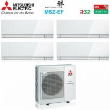Mitsubishi Electric Quadri Split Inverter Klimagerät Serie KIRIGAMINE ZEN WHITE MSZ-EF 7+7+7+9 mit MXZ-4F80VF R-32 Wi-Fi Integrated Farbe Weiß